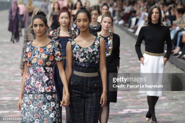 Model walks the runway during the Chanel Haute Couture Fall/Winter 2023/2024 show as part of Paris Fashion Week on July 04, 2023 in Paris, France.