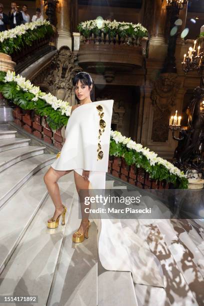 Camila Cabello attends the Stéphane Rolland Haute Couture Fall/Winter 2023/2024 show as part of Paris Fashion Week at Opera Garnier on July 04, 2023...