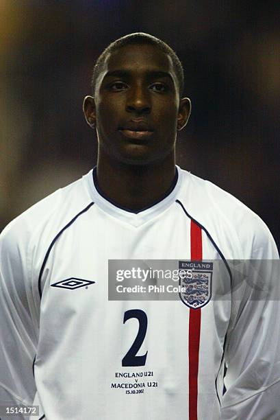 Portrait of J Lloyd Samuel of England before the UEFA European Under 21 Championship Qualifying match between England and Macedonia on October 15,...