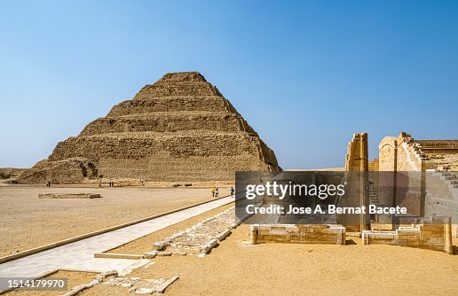 Ruins of a temple next to the Step Pyramid of Zoser in Saqqara, Memphis, Egypt.