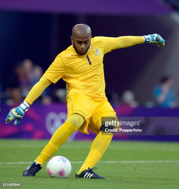 Goalkeeper Ali Khaseif of the United Arab Emirates during the Men's Football first round Group A Match between Great Britain and United Arab Emirates...
