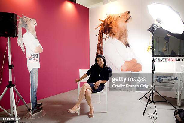 The backstage of a portrait session of film director Hiam Abbass from the film 'Inheritance' during the 69th Venice Film Festival at the Venice Days...