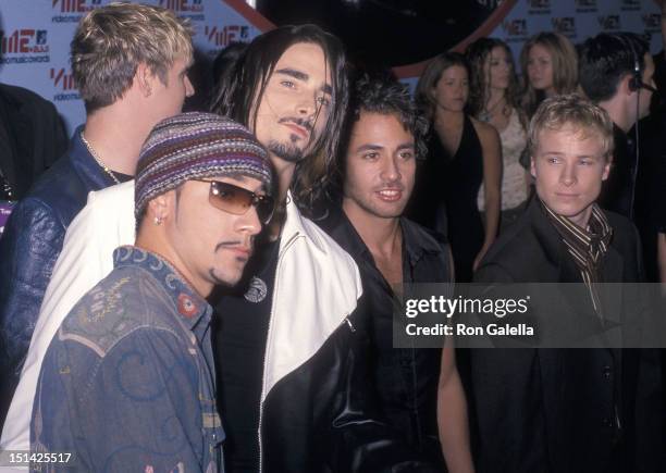 Pop group Backstreet Boys: A.J. McLean, Kevin Richardson, Nick Carter, Howie Dorough and Brian Littrell attend the 18th Annual MTV Video Music Awards...