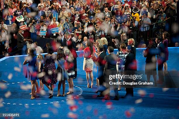 September 6: President Barack Obama and Vice Presidential Joe Biden greet their families on stage after accepting the nomination during the final day...