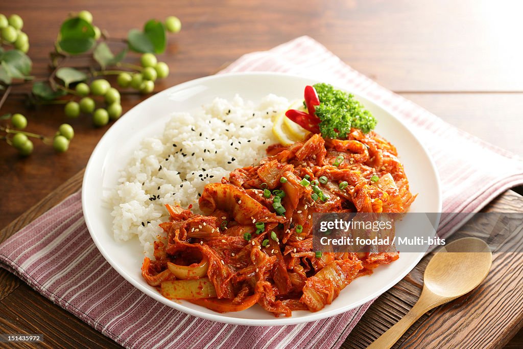Korean food, Rice with kimchi