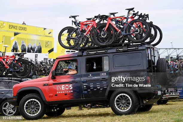 Grenadiers car of Team INEOS Grenadiers during the stage four of the 110th Tour de France 2023 a 181.8km stage from Dax to Nogaro / #UCIWT / on July...