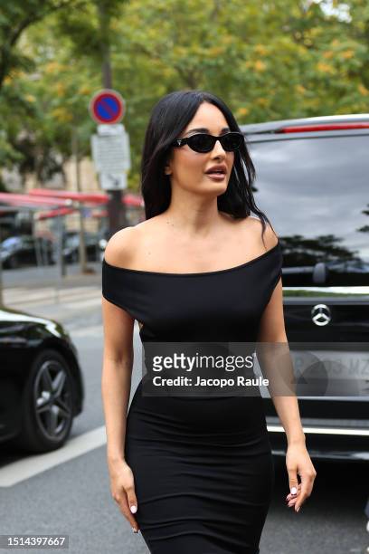 Amina Muaddi attends the Alexandre Vauthier Haute Couture Fall/Winter 2023/2024 show as part of Paris Fashion Week on July 04, 2023 in Paris, France.
