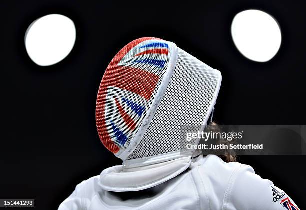 Justine Moore of Great Britain in action during the Women's Team Wheelchair Fencing - Category Open classification match between Great Britain and...