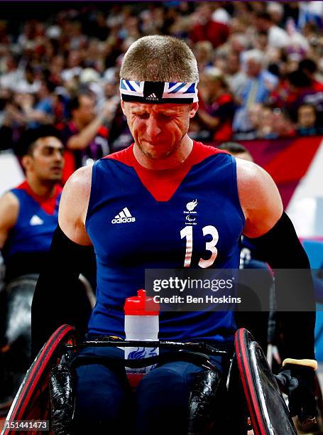 Aaron Phillips of Great Britain shows his emotions after losing in the Men's Pool Phase Group A match between Great Britain and Japan on day 9 of the...