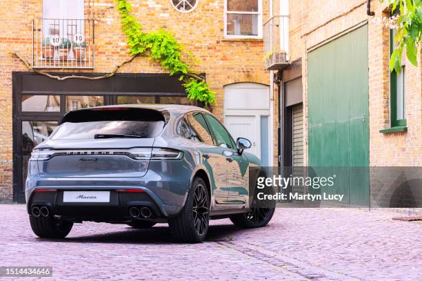 The Porsche Macan S in Kensington, London. The Macan S is Porsche's compact SUV, with a twin-turbo V6, it sits between the Macan T, and the Macan GTS.