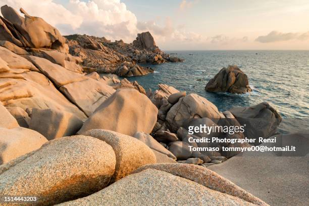 paesaggio marino granito capo testa sardegna tramonto - granito stock pictures, royalty-free photos & images
