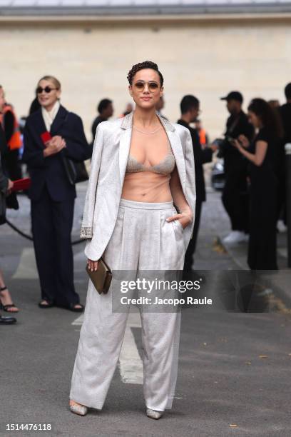 Nathalie Emmanuel attends the Giorgio Armani Privé Haute Couture Fall/Winter 2023/2024 show as part of Paris Fashion Week on July 04, 2023 in Paris,...