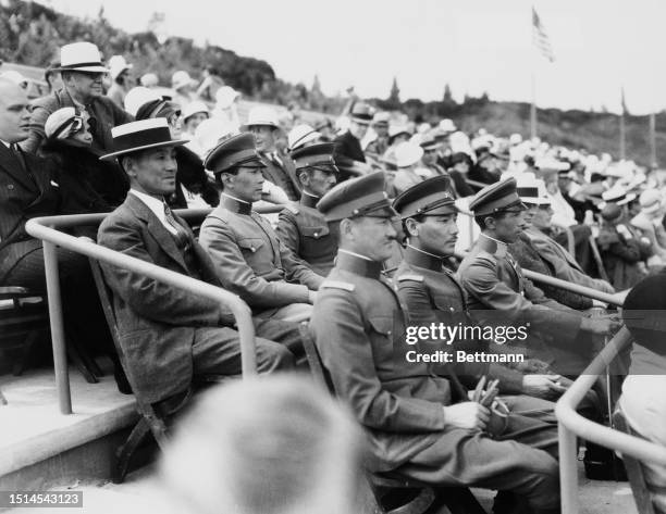 Japanese Olympians attend polo game at the 1932 Olympic Games, Los Angeles, California, United States, 15th June 1932.
