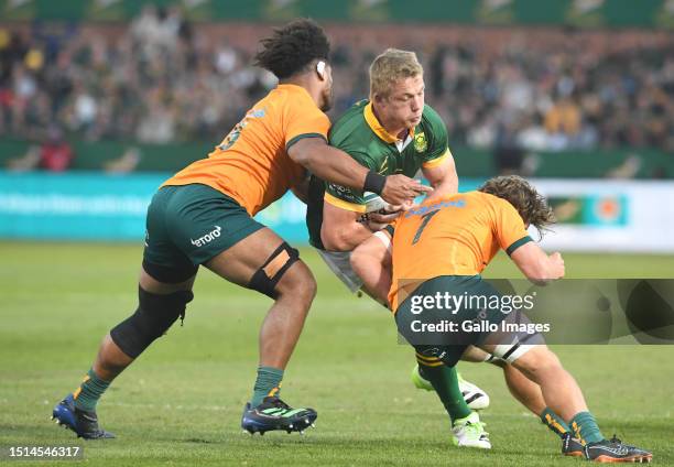 Pieter Steph du Toit of South Africa with the ball during the Rugby Championship match between South Africa and Australia at Loftus Versfeld Stadium...