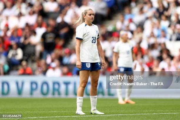 Alessia Russo of England in action during the Women's International Friendly match between England and Portugal at Stadium mk on July 01, 2023 in...