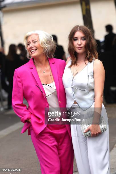 Emma Thompson and Gaia Romilly Wise attend the Giorgio Armani Privé Haute Couture Fall/Winter 2023/2024 show as part of Paris Fashion Week on July...