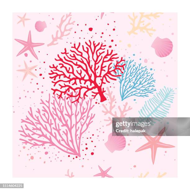 nahtloses korallenmuster - floral pattern water colour stock-grafiken, -clipart, -cartoons und -symbole