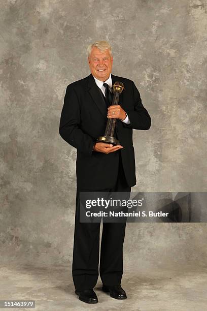 September 7: Inductee Don Nelson poses for a portrait prior to the 2012 Basketball Hall of Fame Enshrinement Ceremony on September 7, 2012 at the...