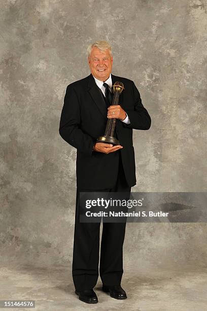 September 7: Inductee Don Nelson poses for a portrait prior to the 2012 Basketball Hall of Fame Enshrinement Ceremony on September 7, 2012 at the...