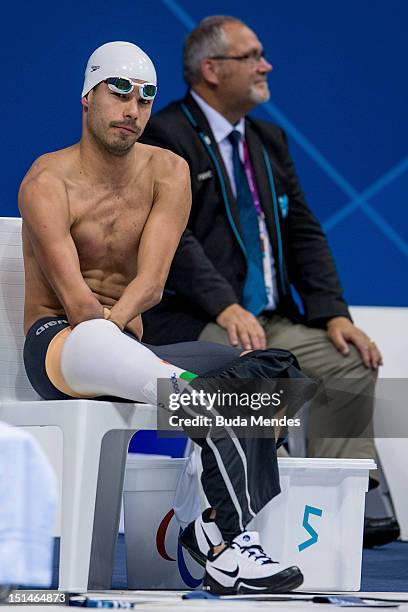 Daniel Dias of Brazil competes in the Men's 50m Butterfly - S5 final on day 9 of the London 2012 Paralympic Games at Aquatics Centre on September 7,...