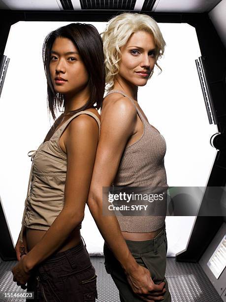 Season 3 -- Pictured: Grace Park as Number Eight, Tricia Helfer as Number Six --