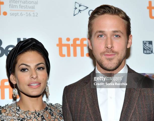 Actors Eva Mendes and Ryan Gosling attend "The Place Beyond The Pines" premiere during the 2012 Toronto International Film Festival at Princess of...