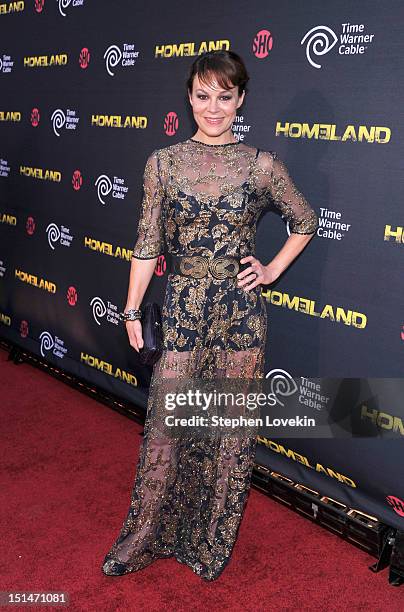 Actress Helen McCrory attends the Showtime and Time Warner Cable hosted premiere screening and reception to launch the second season of "Homeland" at...