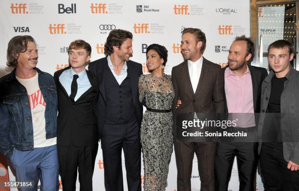 Actors Ben Mendelsohn, Dane DeHaan, Bradley Cooper, Eva Mendes, Ryan Gosling, Writer/Director Derek Cianfrance and actor Emory Cohen attend "The...