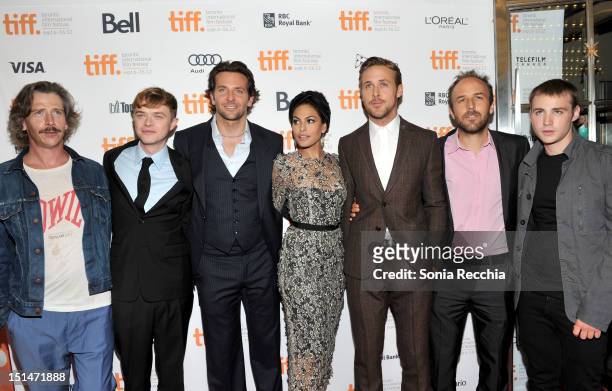 Actors Ben Mendelsohn, Dane DeHaan, Bradley Cooper, Eva Mendes, Ryan Gosling, Writer/Director Derek Cianfrance and actor Emory Cohen attend "The...