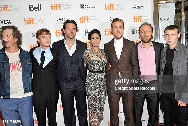 Actors Ben Mendelsohn, Dane DeHaan, Bradley Cooper, Eva Mendes, Ryan Gosling, Writer/Director Derek Cianfrance and actor Emory Cohen attend "The...