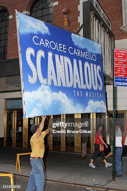 Atmosphere at the "Scandalous" Theater Marquee Installation at Neil Simon Theatre on September 7, 2012 in New York City.