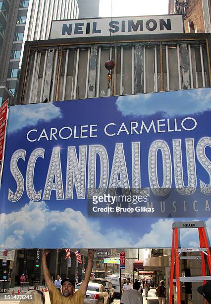 Atmosphere at the "Scandalous" Theater Marquee Installation at Neil Simon Theatre on September 7, 2012 in New York City.