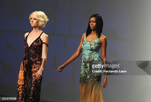 Model Jessica White walks the runway during the Leila Shams Spring 2013 presentation during Mercedes-Benz Fashion Week on September 7, 2012 in New...
