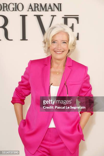 Emma Thompson attends the Giorgio Armani Privé Haute Couture Fall/Winter 2023/2024 show as part of Paris Fashion Week on July 04, 2023 in Paris,...