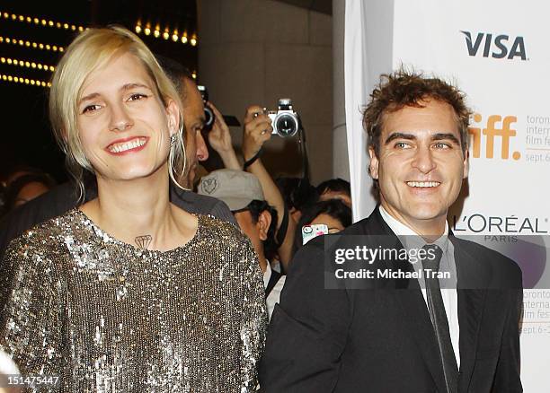 Joaquin Phoenix and Heather Christie arrive at "The Master" premiere during the 2012 Toronto International Film Festival held at Princess of Wales...