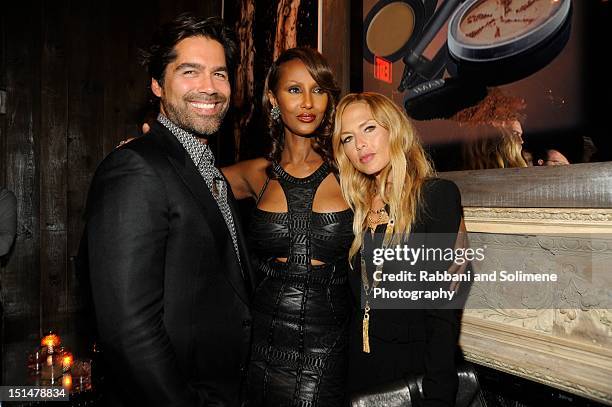 Brian Atwood, Iman and Rachel Zoe attends the Destination Iman Website Launch Party at Dream Downtown on September 7, 2012 in New York City.