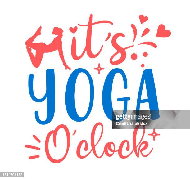 it's yoga o'clock - upright position stock illustrations