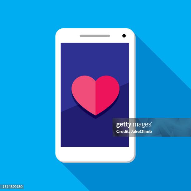 heart smartphone icon flat 1 - iphone screen sharing stock illustrations