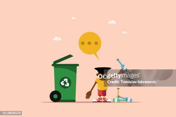 recycling - children recycling stock illustrations