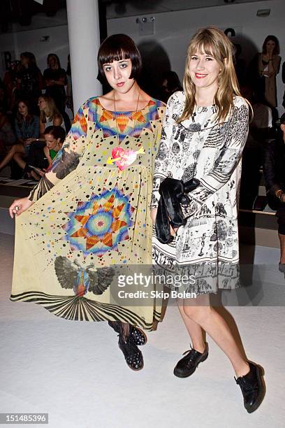 Artist-illustrator Alia Penner and drummer-actress Tennessee Thomas attends the Suno spring 2013 fashion show during Mercedes-Benz Fashion Week at...