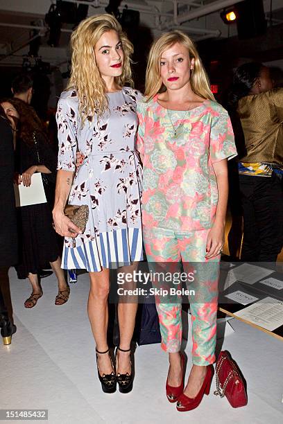 Fashion DJ Chelsea Leyland and buyer for Open Ceremony Kate Foley attends the Suno spring 2013 fashion show during Mercedes-Benz Fashion Week at Milk...