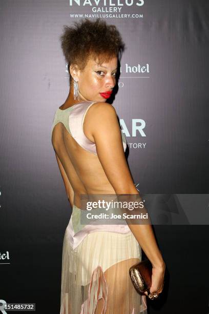 Model Stacey McKenzie attends amfAR Cinema Against AIDS TIFF 2012 during the 2012 Toronto International Film Festival at Shangri-La Hotel on...