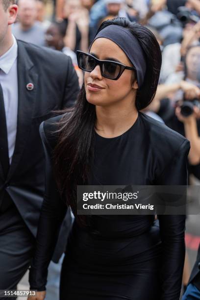 Camila Cabello is seen outside Alexandre Vauthier during the Haute Couture Fall/Winter 2023/2024 as part of Paris Fashion Week on July 04, 2023 in...