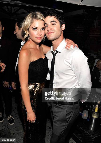 Actors Ashley Benson and Darren Criss attend the vitaminwater post party for the cast of "Spring Breakers" during the 2012 Toronto International Film...