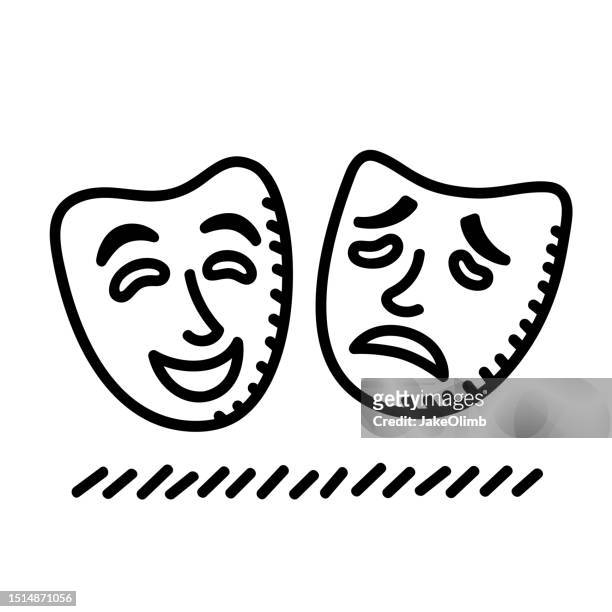 comedy-drama-masken doodle 5 - sketch komödie stock-grafiken, -clipart, -cartoons und -symbole