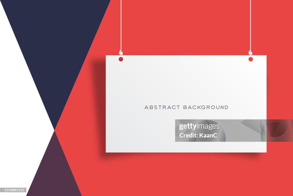 Realistic Hanging Empty Advertisement Mockup Abstract Triangle Shapes ...