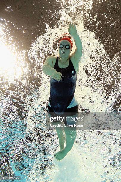 Eleanor Simmonds of Great Britain competes in the Women's 100 Freestyle - S6 heats on day 10 of the London 2012 Paralympic Games at Aquatics Centre...