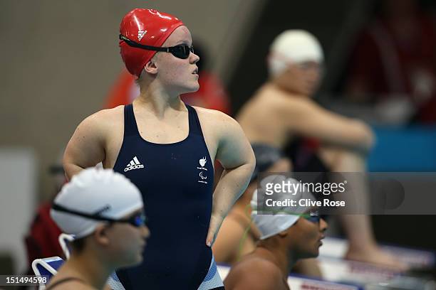 Eleanor Simmonds of Great Britain prepares to compete in the Women's 100 Freestyle - S6 heats on day 10 of the London 2012 Paralympic Games at...