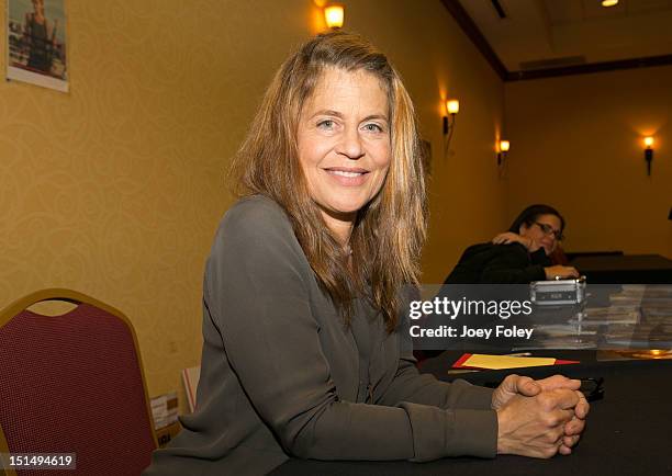 Actress Linda Hamilton attends Horrorhound Weekend - Day 1 at Marriott Indianapolis on September 7, 2012 in Indianapolis, Indiana.