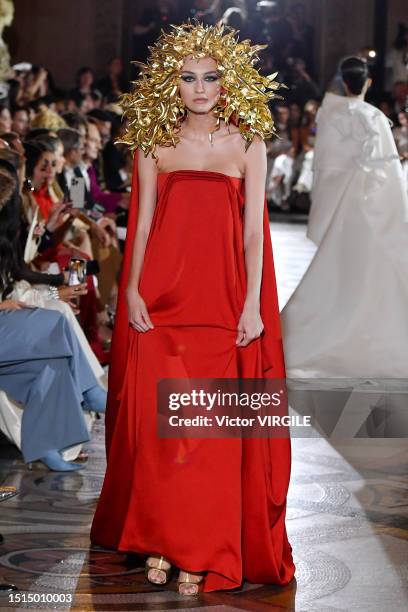 Model walks the runway during the Stephane Rolland Haute Couture Fall Winter 2023-2024 fashion show as part of the Paris Haute Couture Fashion Week...